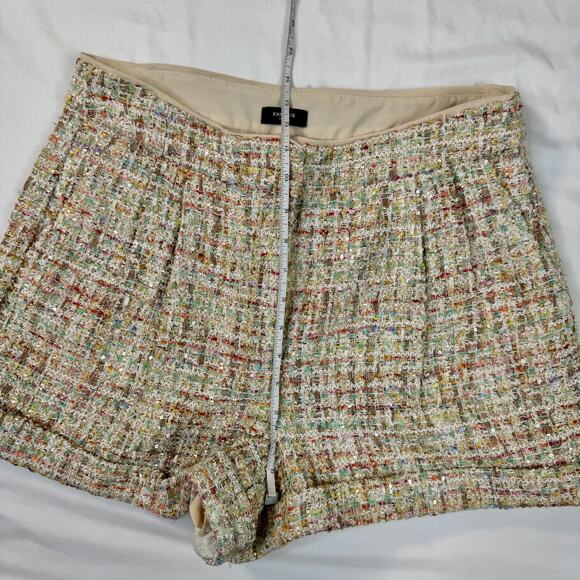 Tweed High Waisted Shorts Cream Women's 10 Chanel Inspired Parisian Vacation NWT - Picture 6 of 16